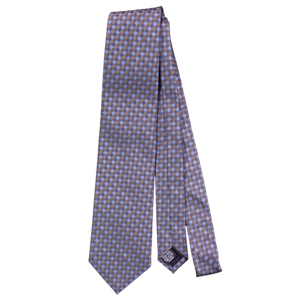 Hugo Boss Mens Blue Geometric Neck Tie 100% Silk Made in Italy‎